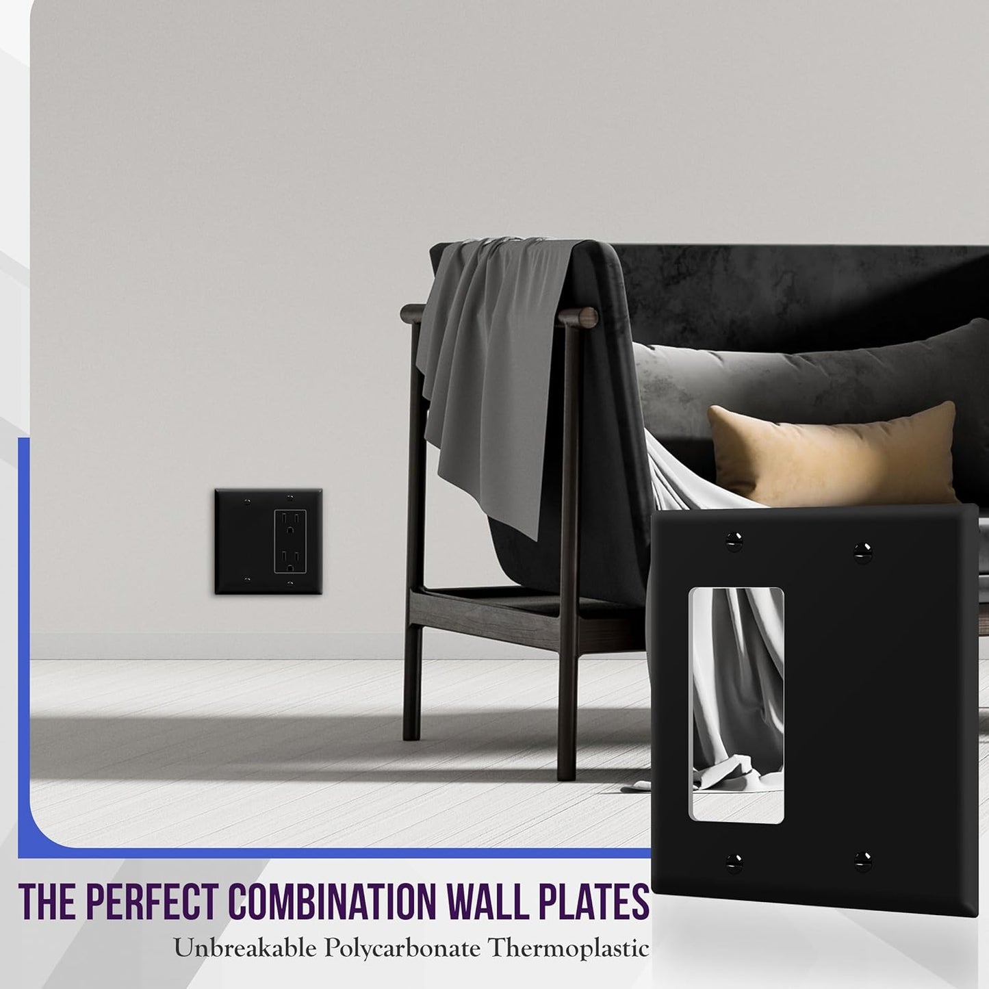 Placa pared basculante salida en blanco 4.5x4.57pulg