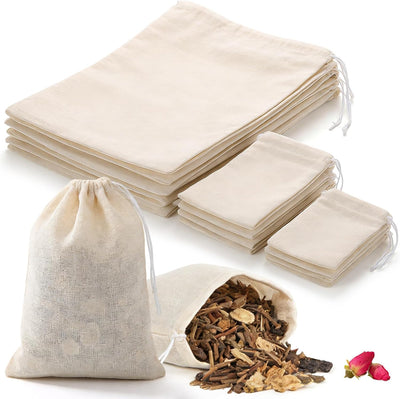 Bolsas de muselina reutilizables con cordón para especias té hierbas sopa café