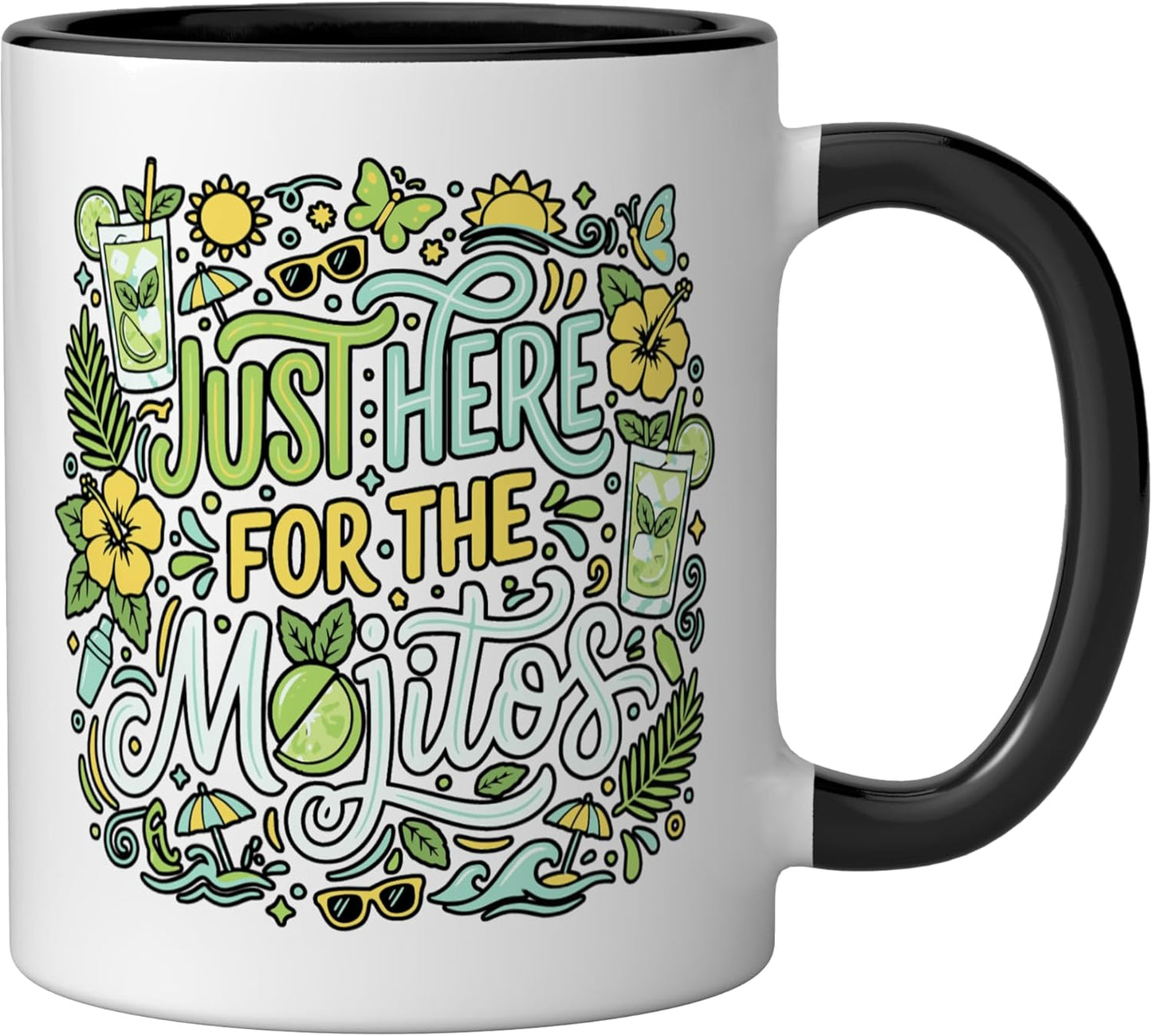 Taza Cerámica Mojito Tropical Negro/Blanco