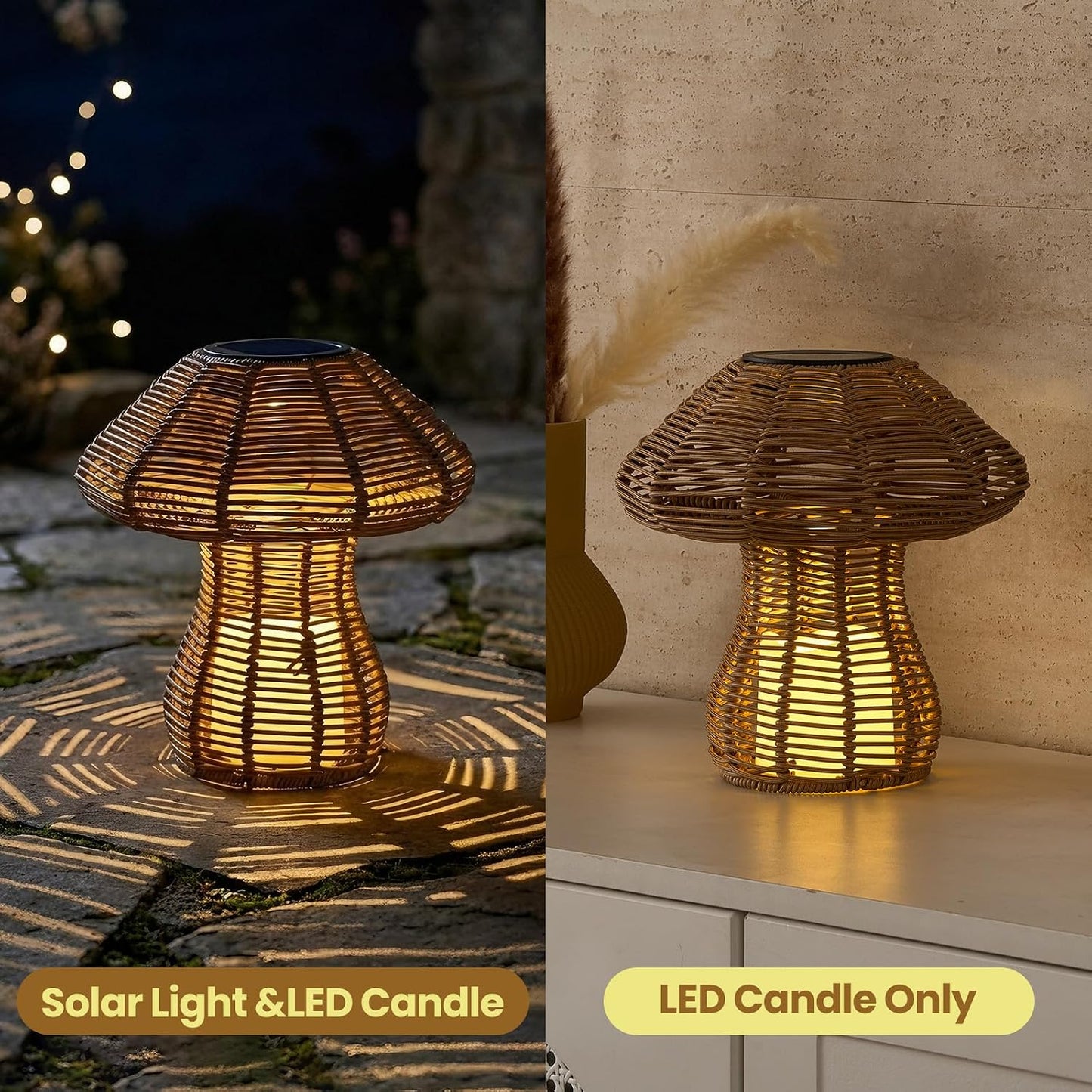 Lámpara rattan LED recargable para patio dormitorio