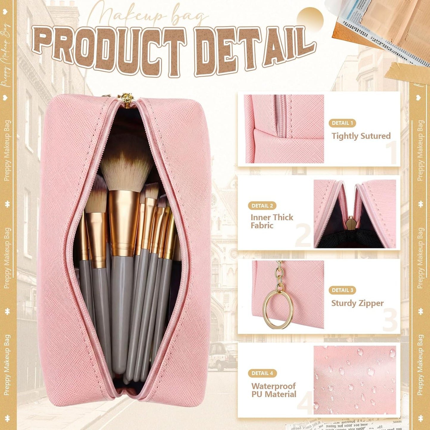 24 Bolsas Maquillaje Sintética Impermeable para Viaje