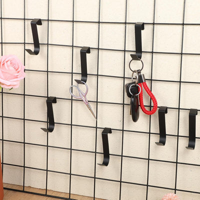 8 Ganchos Metal Negro para Puertas de Gabinete y Organizador