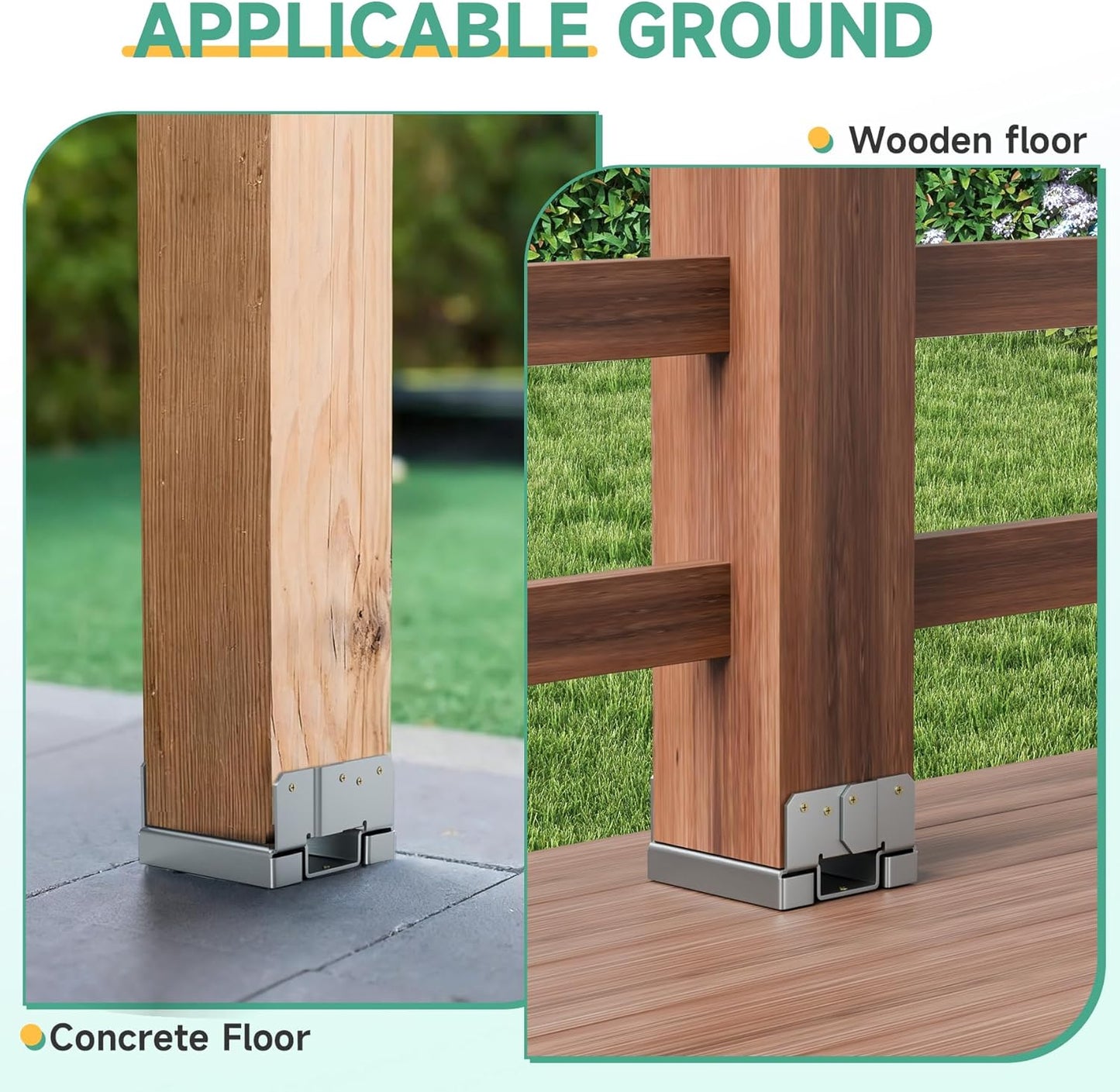 12 Soportes Base Poste 6x6pulg Anclaje Madera Hormigón