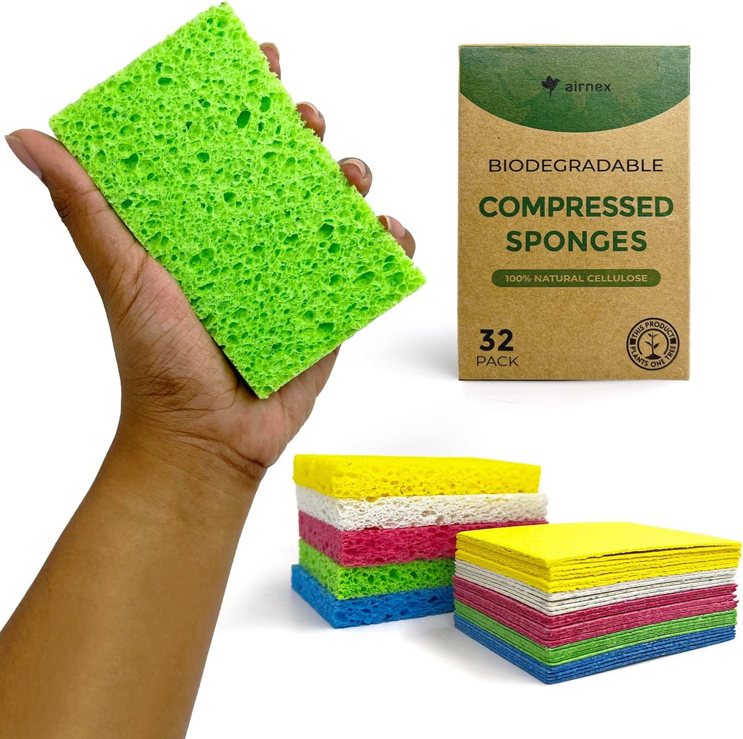 Esponjas celulosa comprimida 32 pzas para platos y hogar