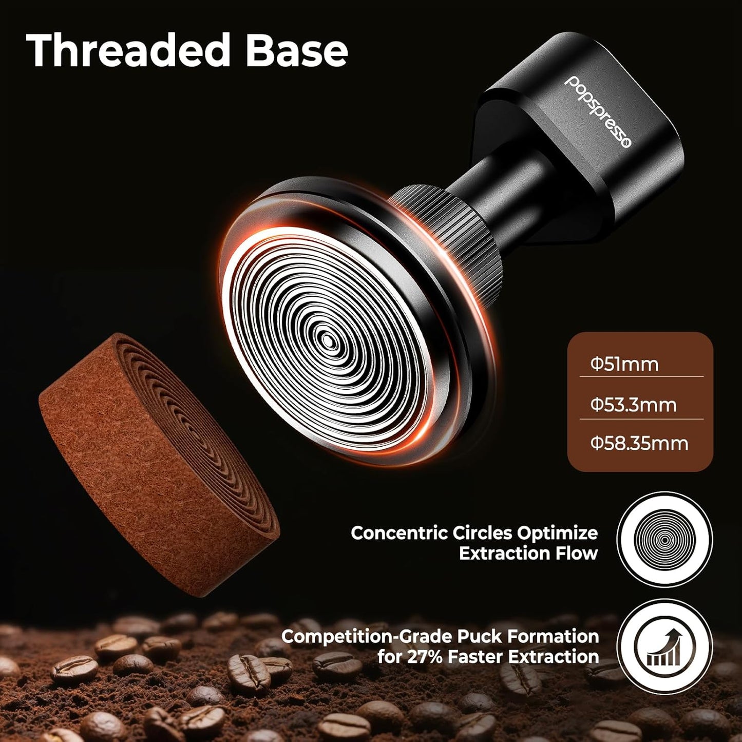 Tamper Espresso 53.3mm y Distribuidor Gravedad