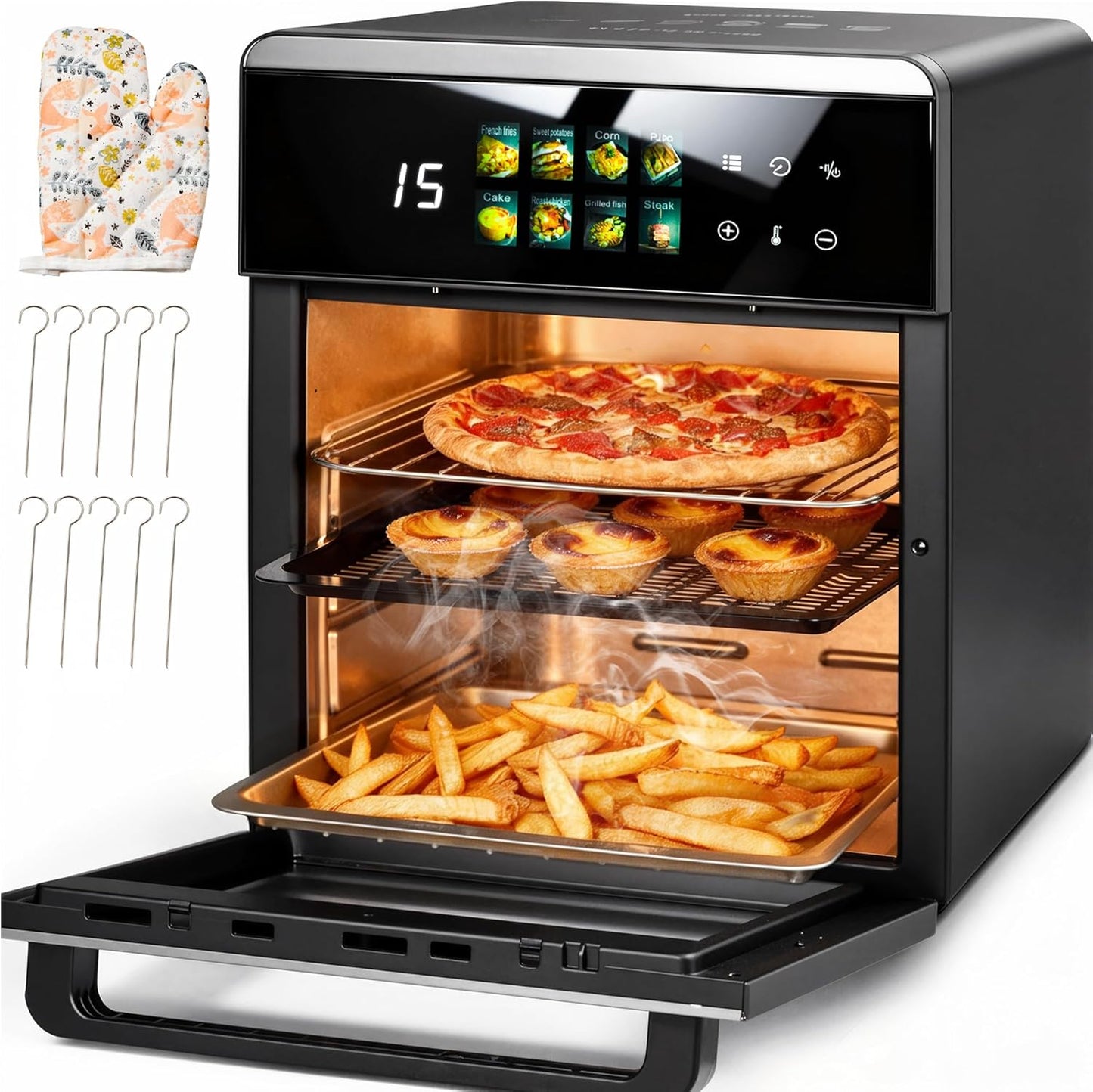 Horno compacto 11en1 16.4qt con freidora aire convección digital