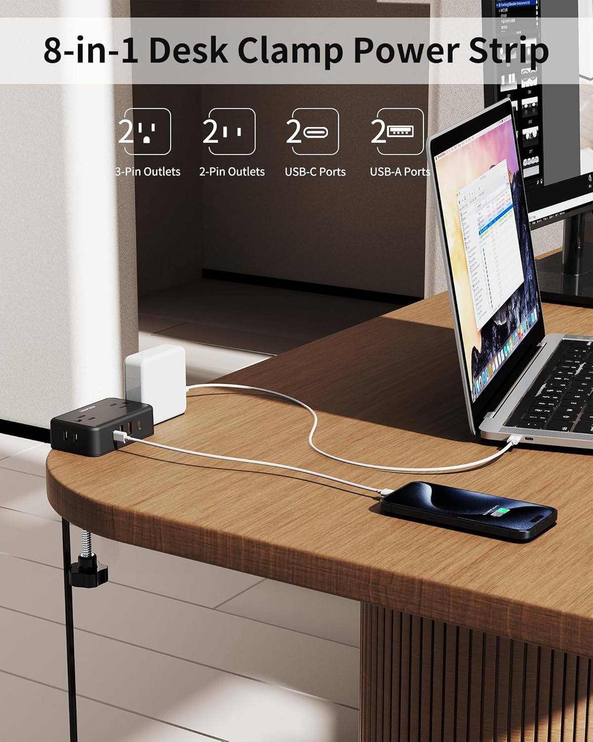 Regleta carga escritorio con 4 tomas y USB 6 pies