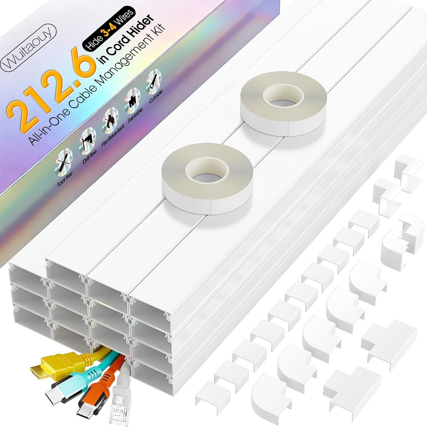 Kit ocultador cable 212.6pulg para 3-4 cables pared pintable