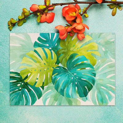 Juego de 4 manteles individuales de hojas de palmera tropical para interior y exterior