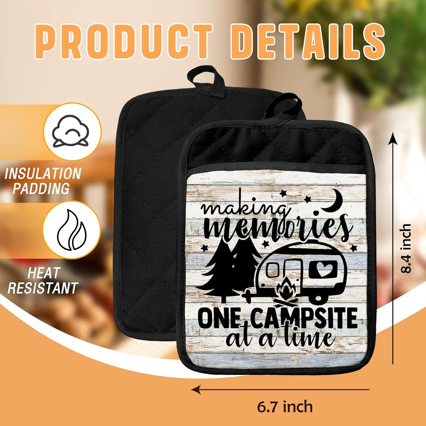 Soportes para ollas de camping rústicos con bolsillos