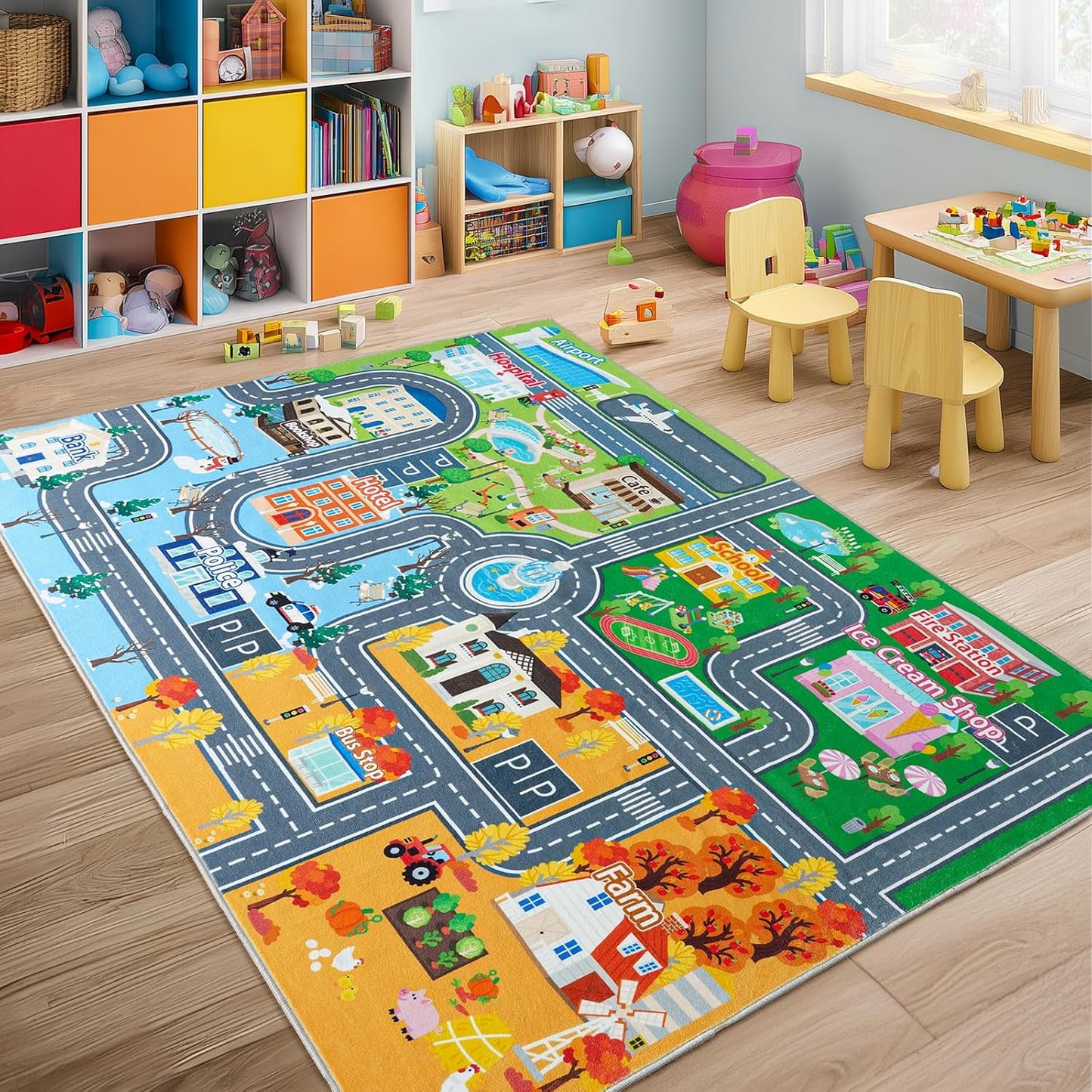 Alfombra coche niños respaldo antiderrap lavable 4 estaciones