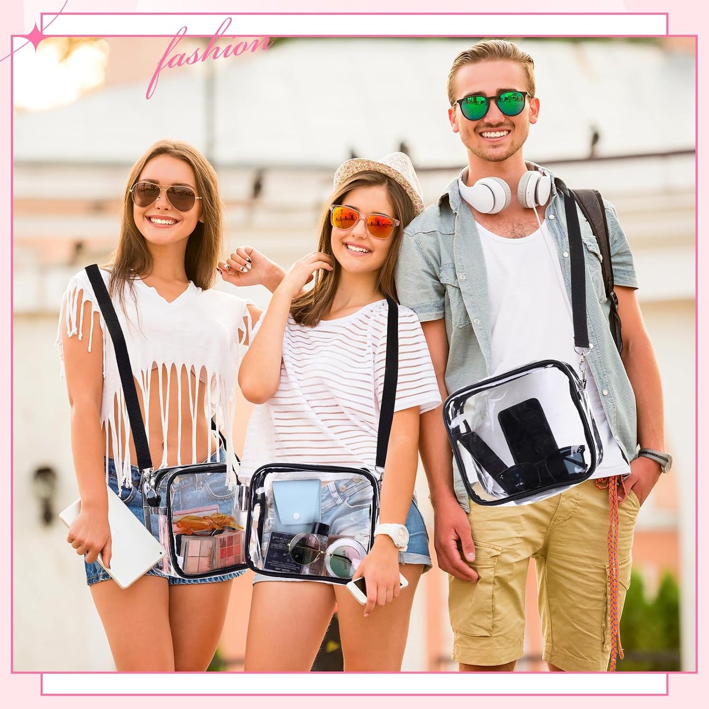 Bolso cruzado transparente PVC para hombro viaje
