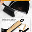 Juego recogedor y cepillo portátil mango bambú negro