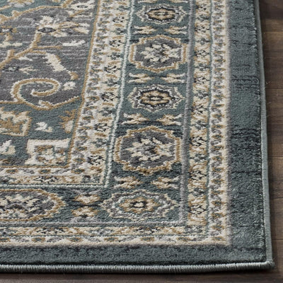 Alfombra cuadrada 8ft color verde azulado y gris sala comedor