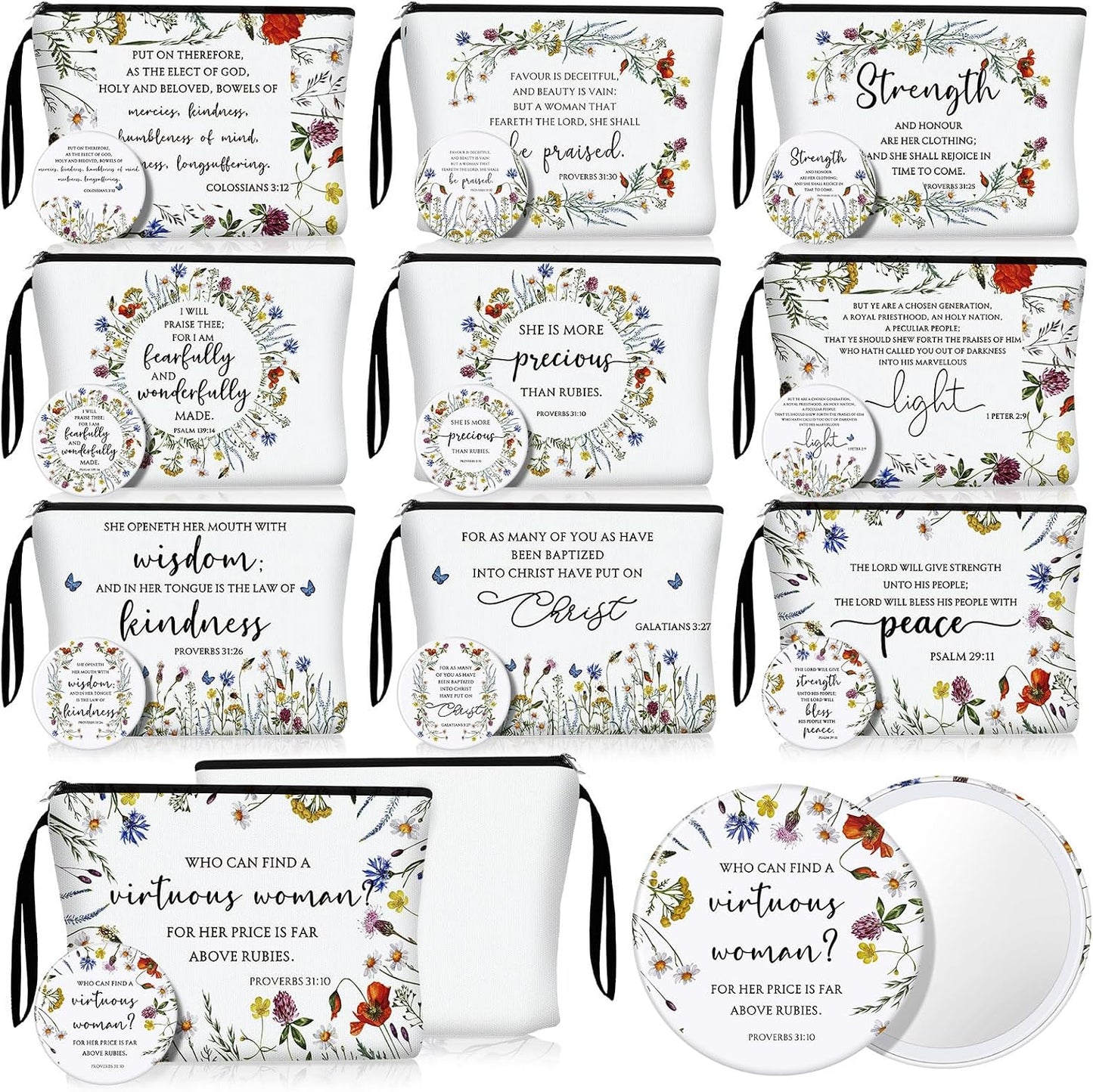 10 bolsas maquillaje cristianas para madre regalo inspirador Biblia