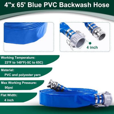 Kit bomba manguera PVC azul 4x65ft y verde 4x20ft