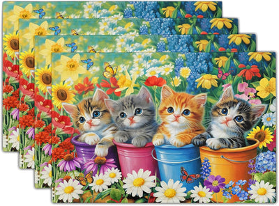Manteles individuales de tela floral colorida para comedor y fiestas