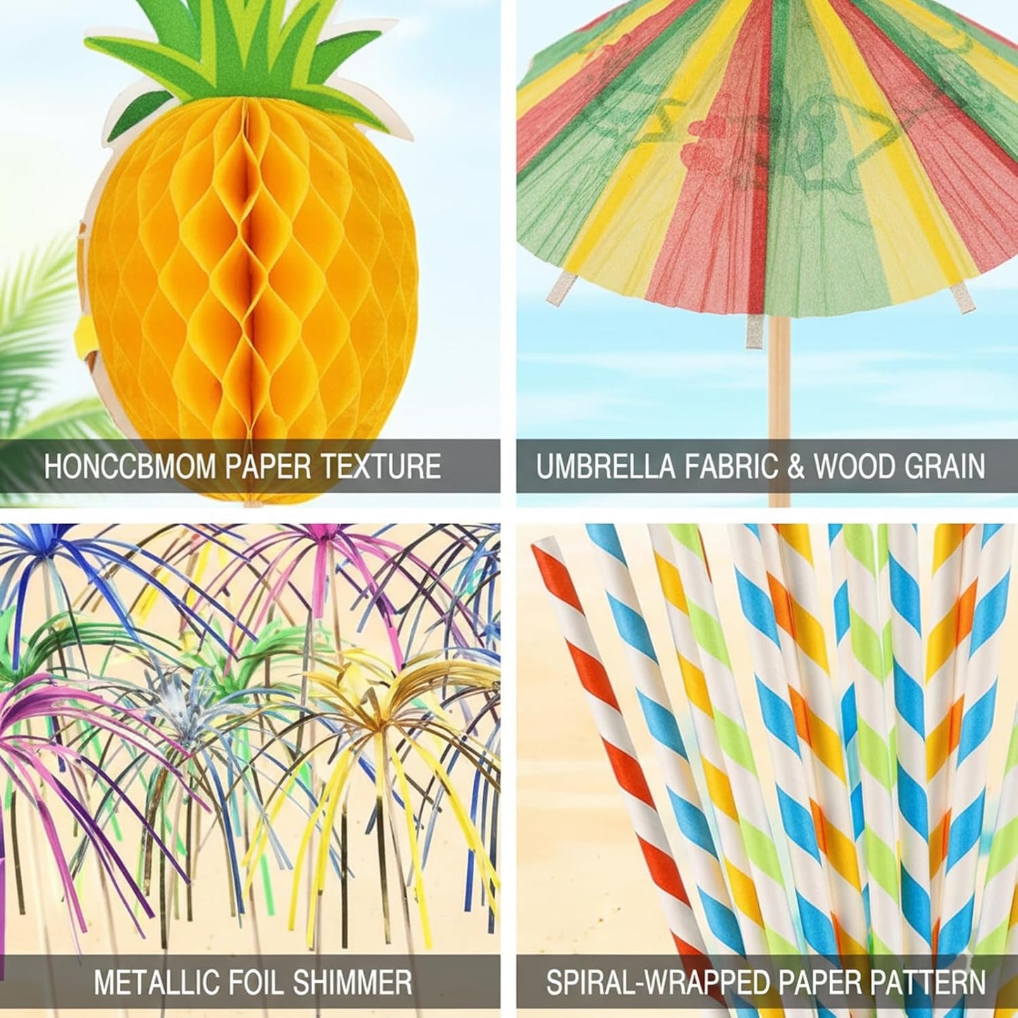 100 Paraguas Cóctel 5 Diseños Tropicales Decoración Fiesta