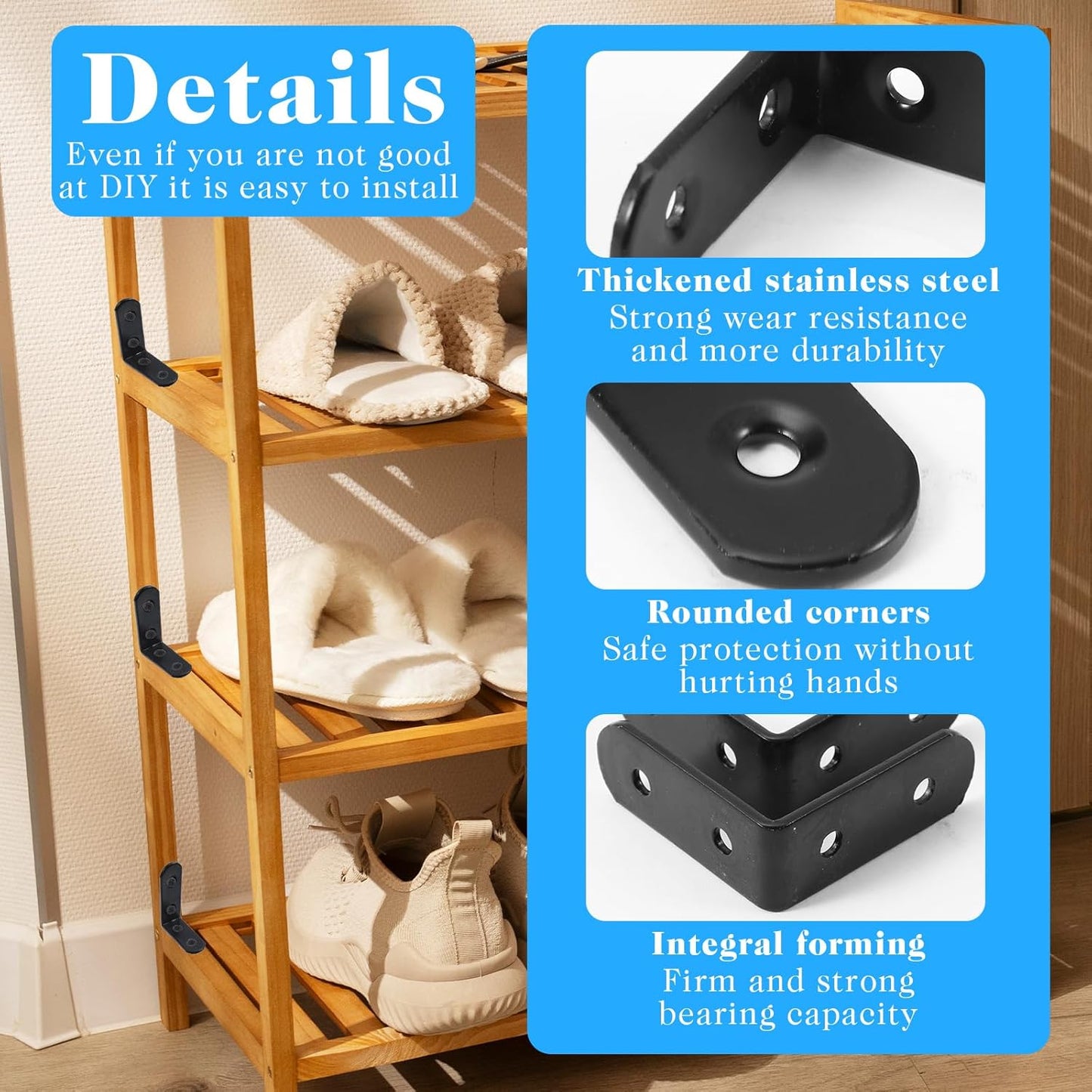 24 Soportes En L 2x2pulg Negro Resistente Para Muebles