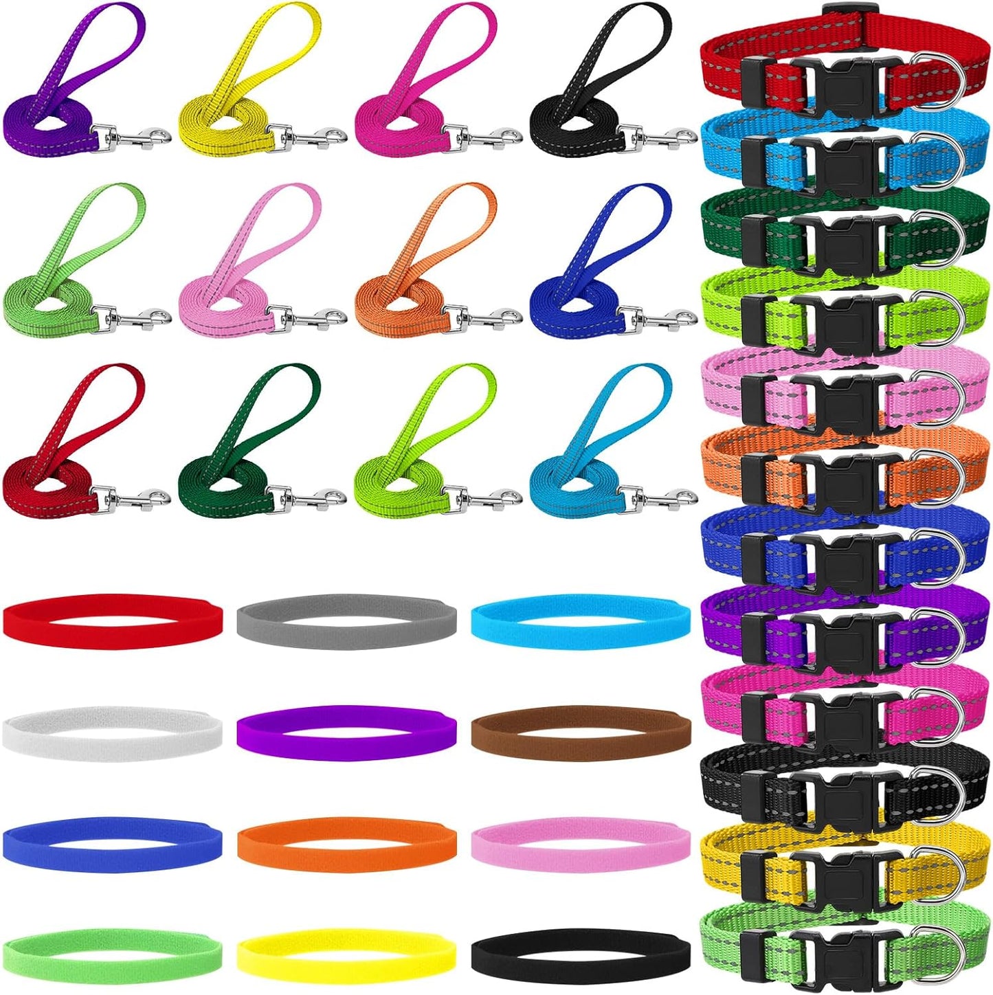 Set 36 Pzas Collar y Correa Reflectantes Perros
