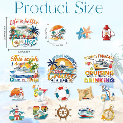 17 piezas decoración magnética para puerta de crucero imanes náuticos tropicales