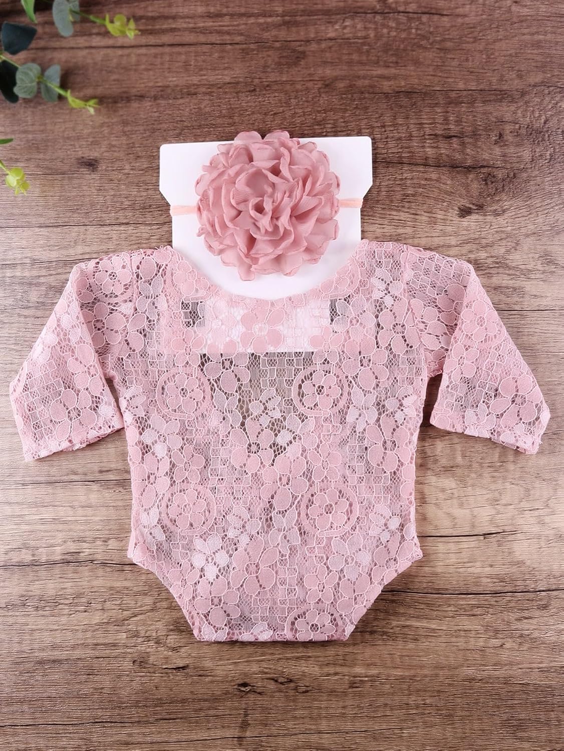 Mameluco encaje bebé niña con diadema flores rosa