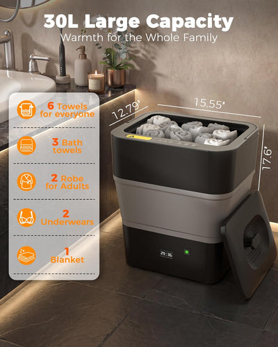 Calentador toallas plegable 30L baño spa fragrancia temporizador