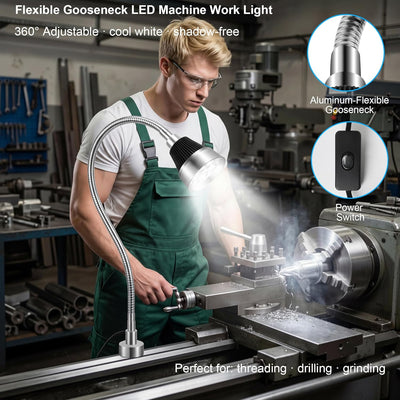 Luz LED magnética para taller con cuello cisne flexible