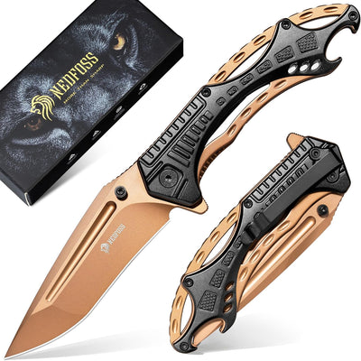 Cuchillo plegable supervivencia hoja D2 mango aluminio