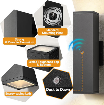Luces pared exterior 14pulg IP65 2 GU10 LED aluminio