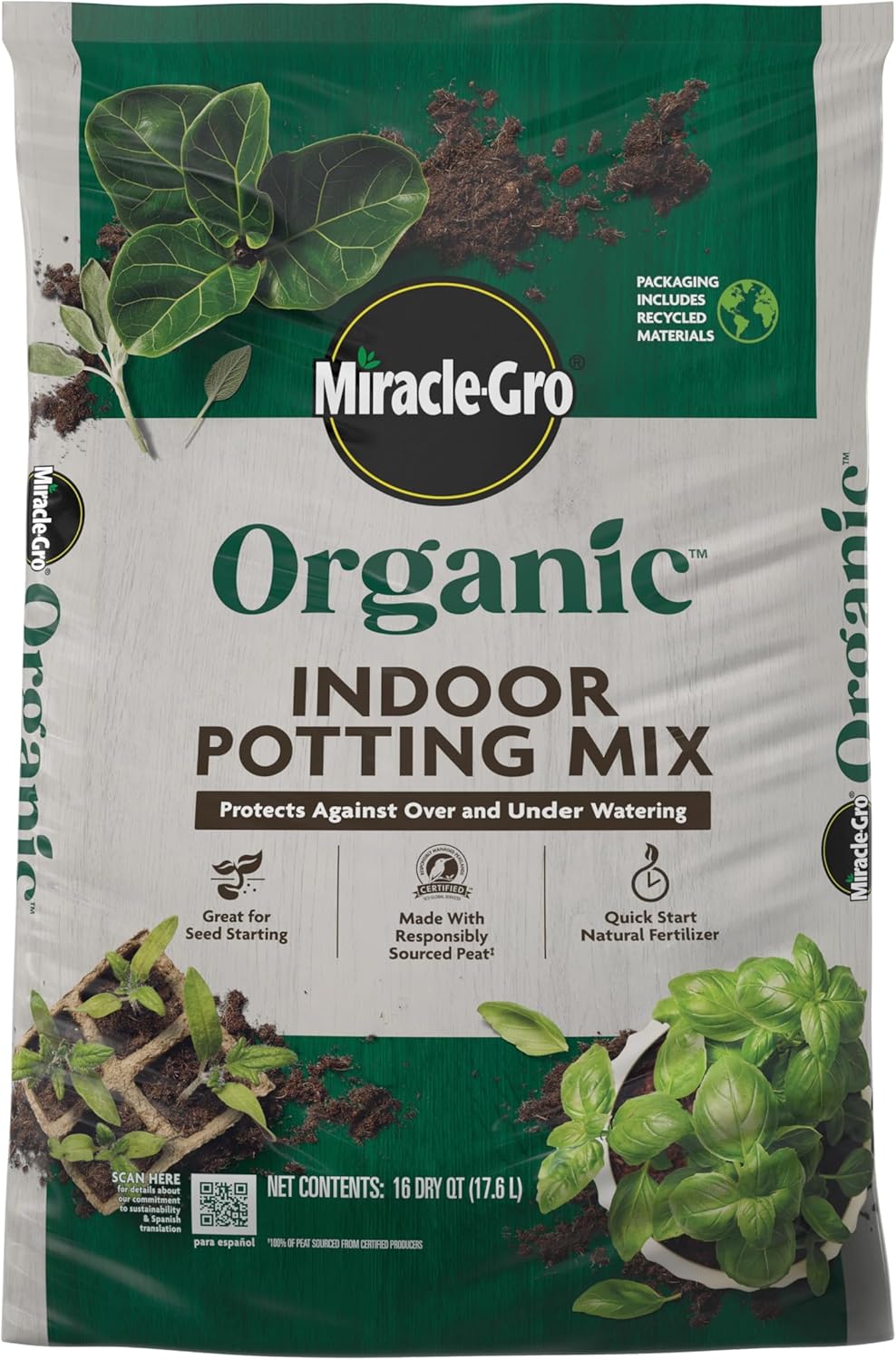 Mezcla orgánica para macetas interiores protege riego 15.2