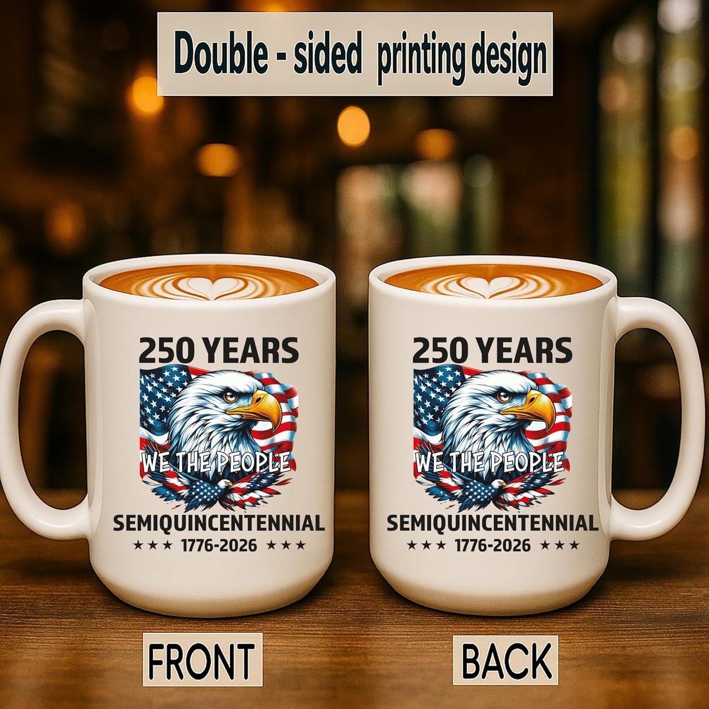 Taza de café patriótica Kropsis 250 años We The People 1776-2026