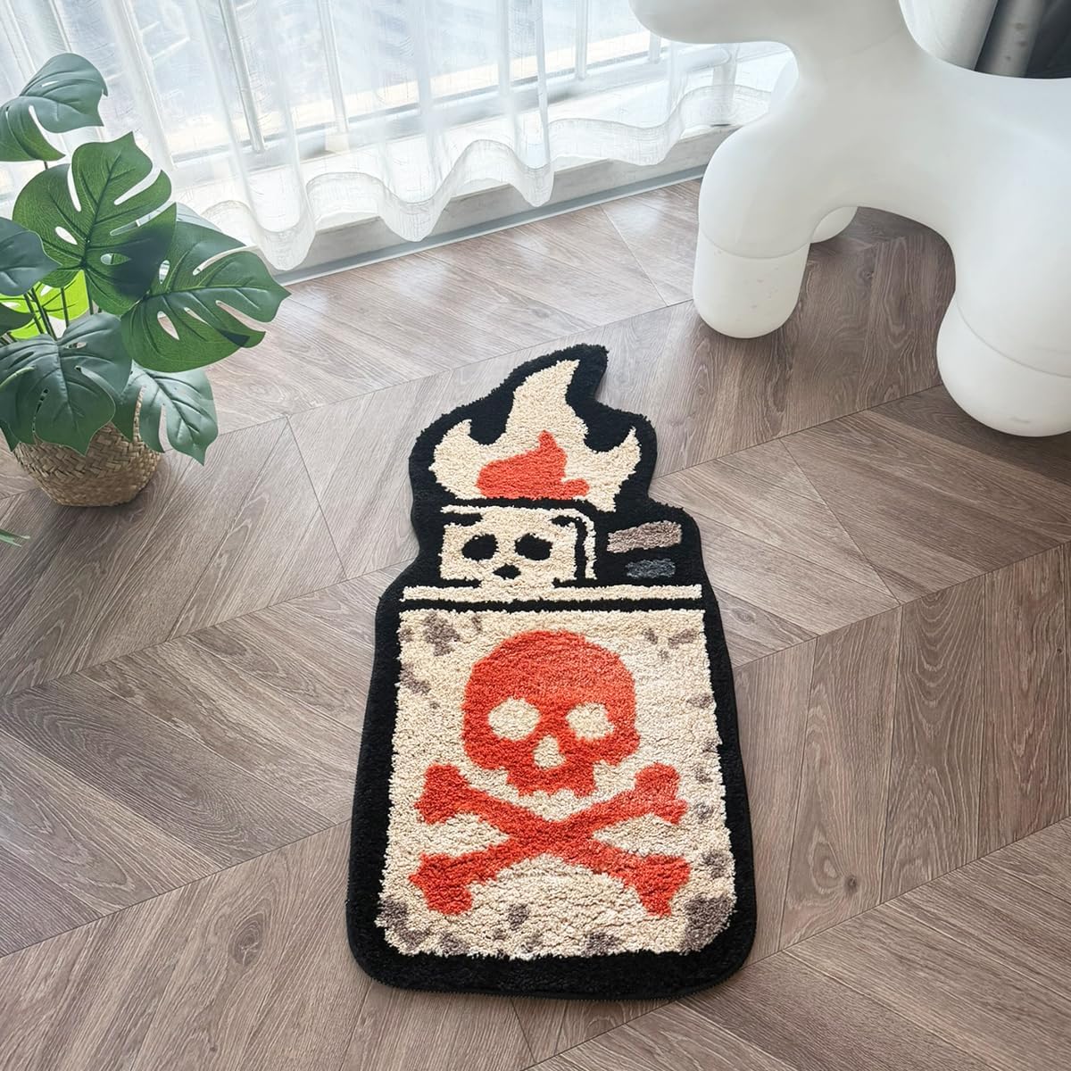 Alfombra calavera dibujos animados antideslizante dormitorio