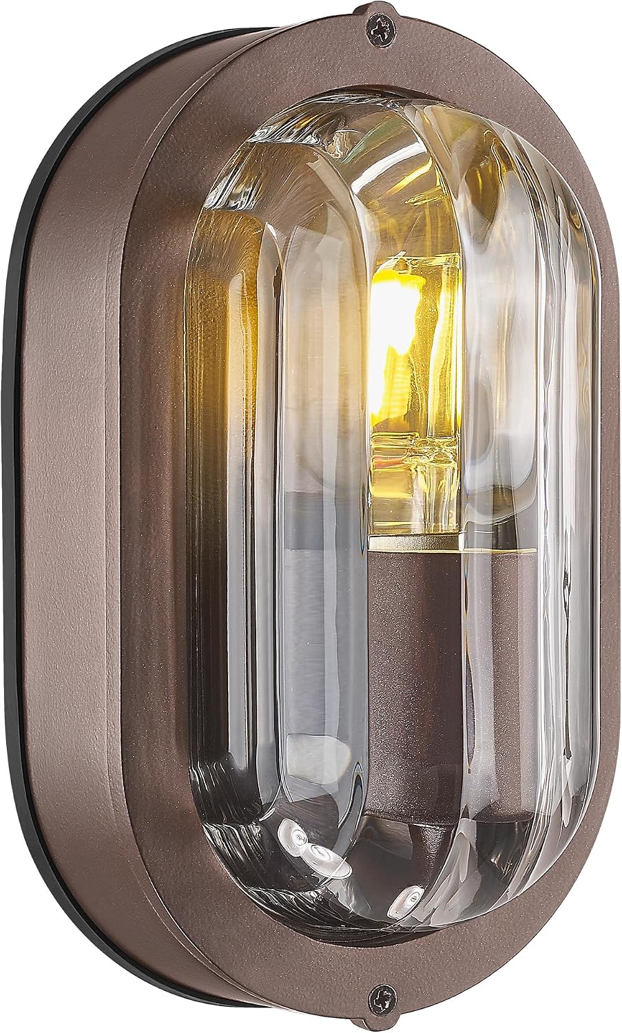 Lámpara mamparo ovalada ORB 8.5pulg aluminio vidrio ondulado