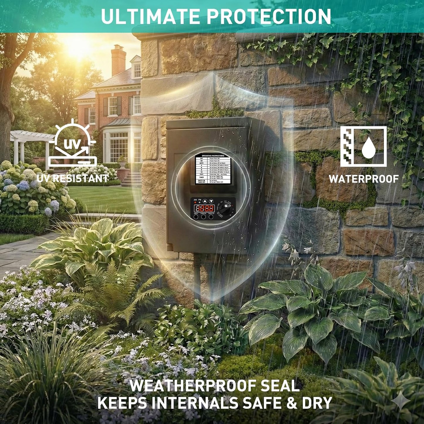 Transformador 120V a 12V CA con sensor LED exterior