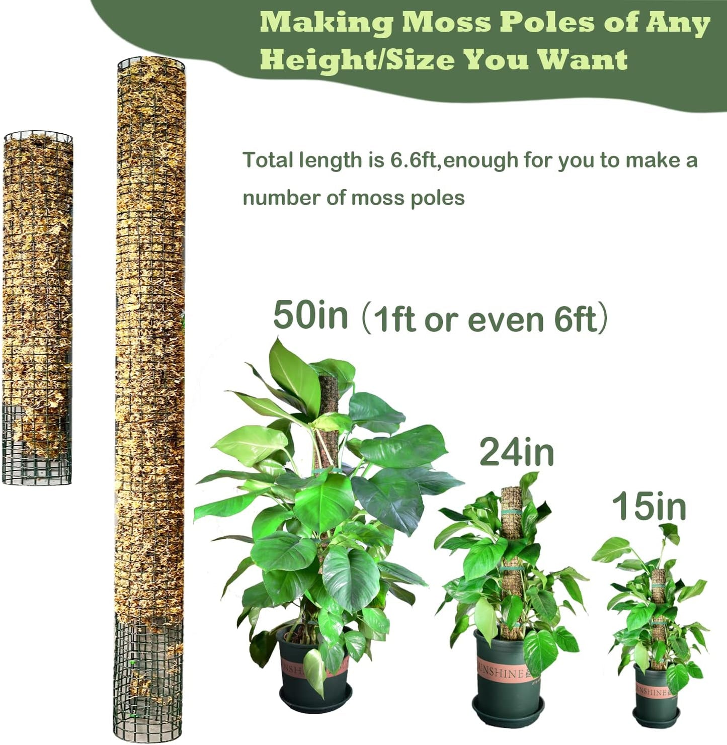 Kit poste musgo metal 6.6-26.4ft para Monstera malla acero 8.3x3.3ft