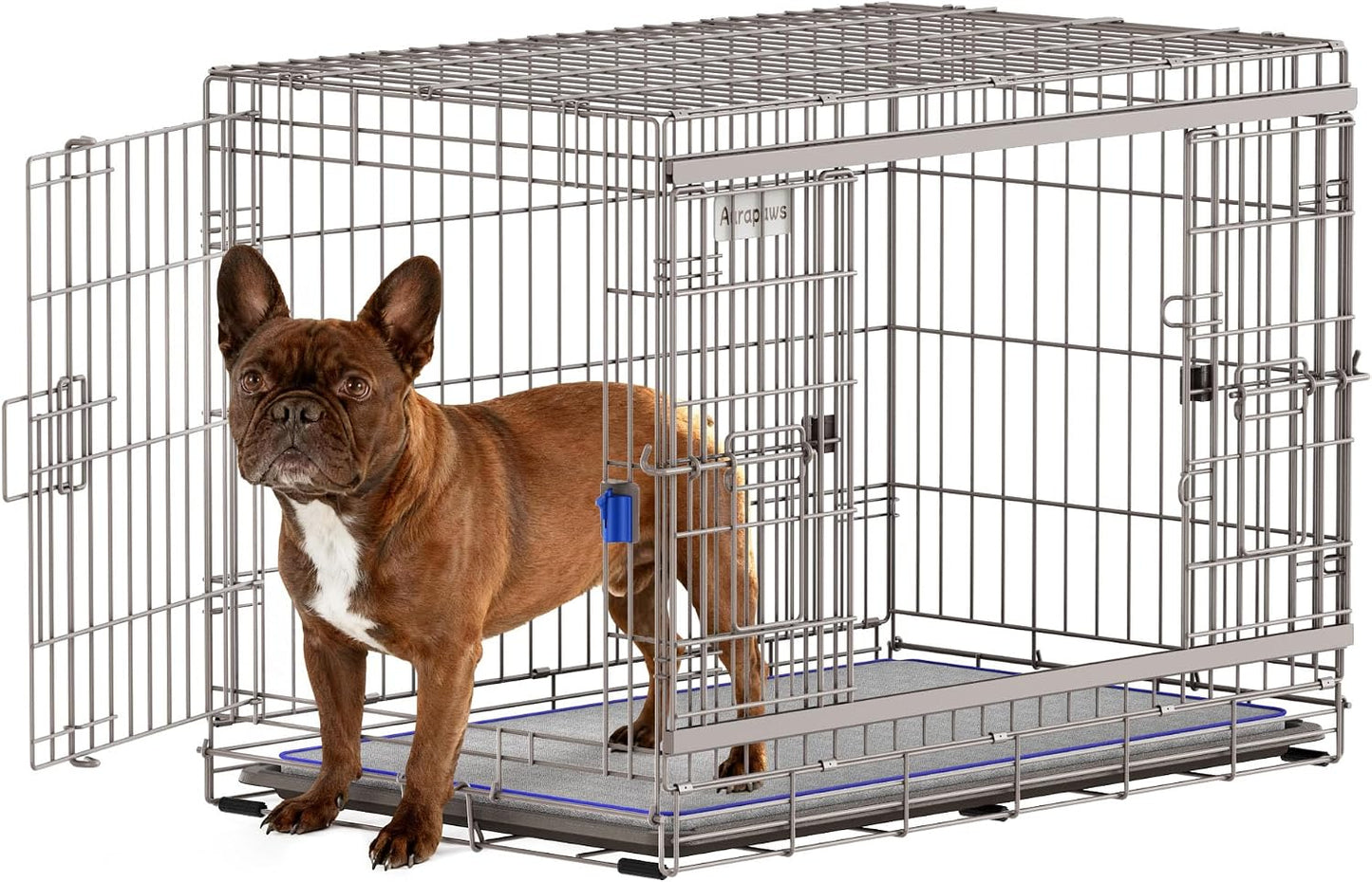 Jaula perros medianos puerta corredera 36pulg metal doble plegable