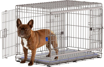 Jaula perros medianos puerta corredera 36pulg metal doble plegable