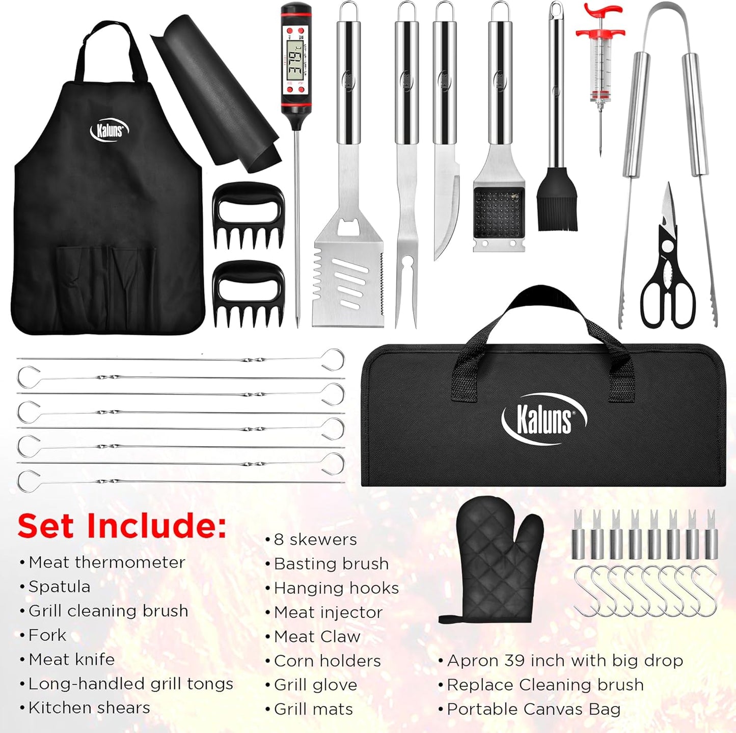 Juego 40 Pzas Accesorios Parrilla Acero Inox