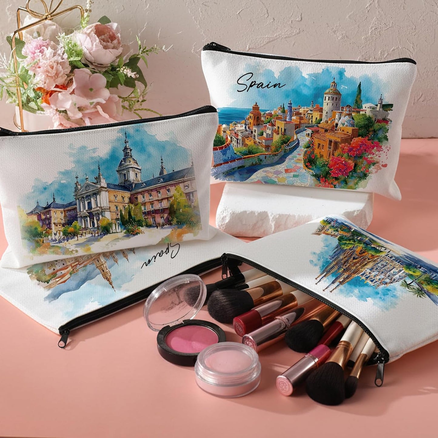 Bolsa maquillaje personalizada mujer set 4 viaje