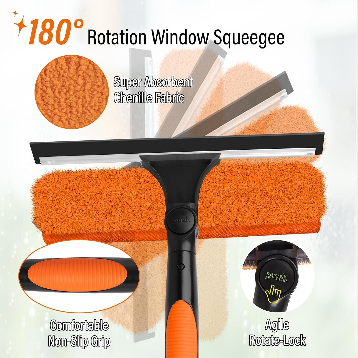 Kit limpieza ventanas 5-20pies poste escobilla giratoria