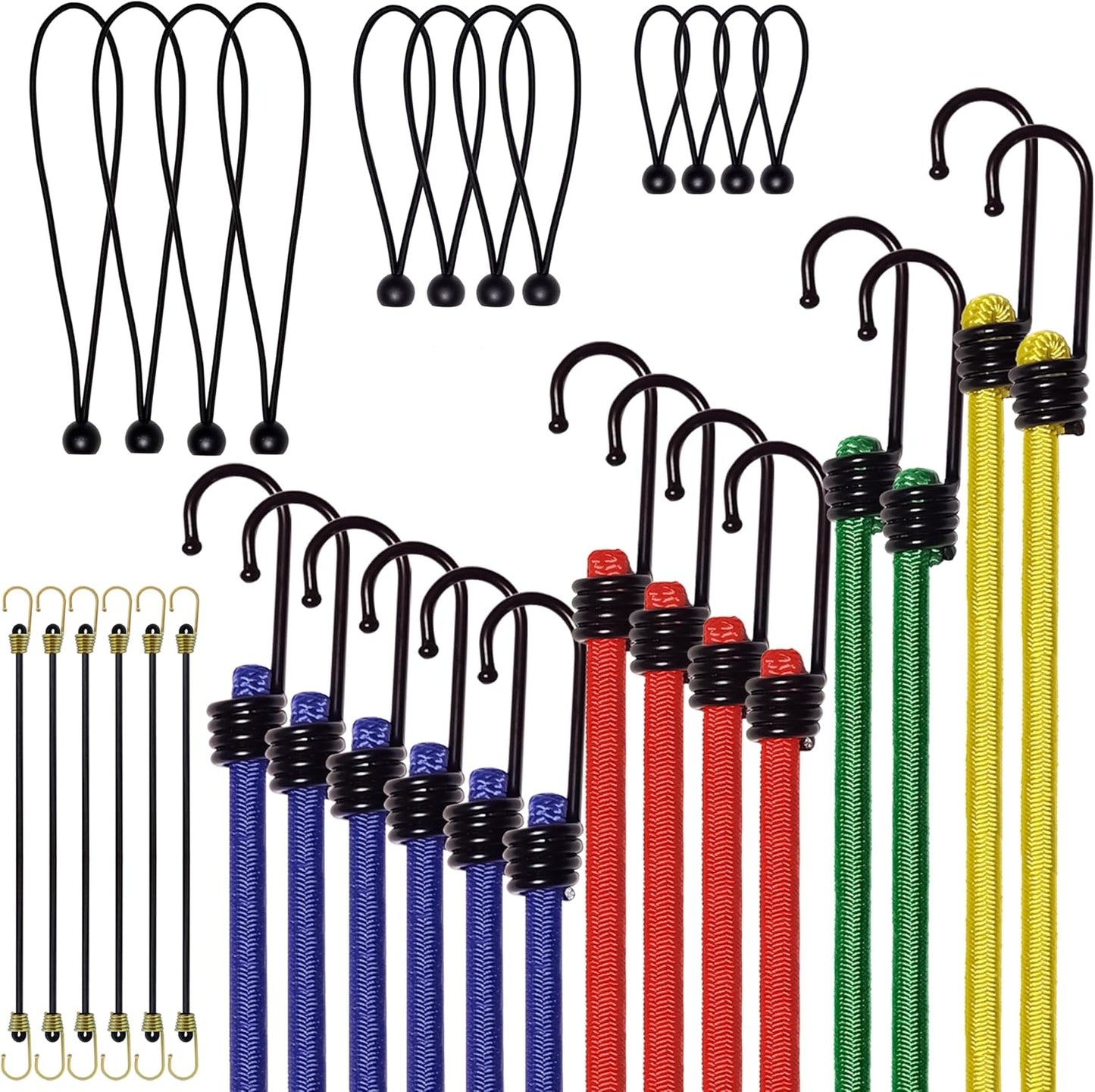 Cuerdas elásticas con ganchos set 32 pzas 18-40pulg resistente