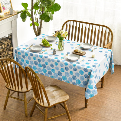 Mantel rectangular de verano 52x70 pulgadas con conchas marinas acuarela