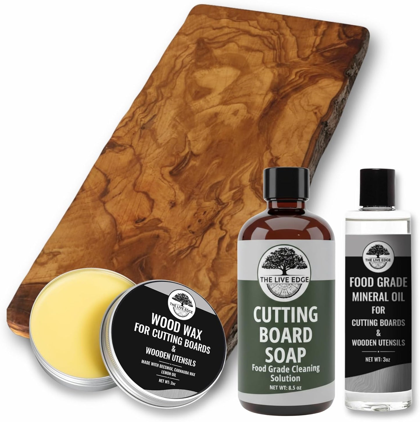 Tabla cortar madera olivo con aceite y cera para cuidado