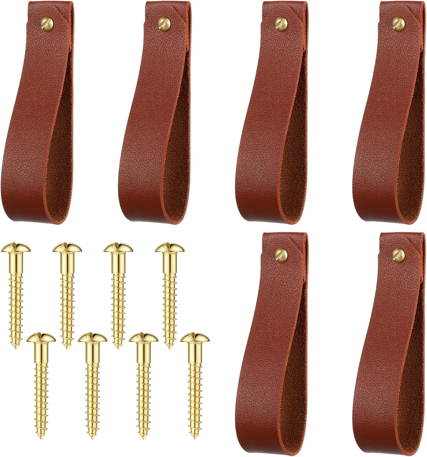 6 Soportes Barra Cortina Piel Sintética Marrón