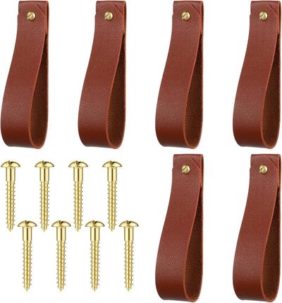 6 Soportes Barra Cortina Piel Sintética Marrón