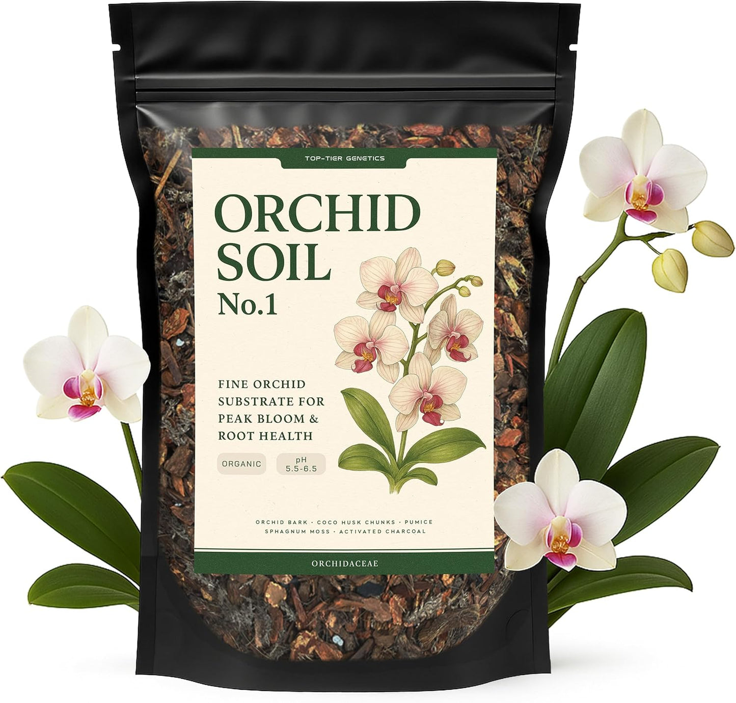 Tierra para orquídeas mezcla premium drenaje rápido pH equilibrado