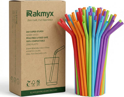 Pajitas flexibles caña azúcar 8.2pulg coloridas infantiles