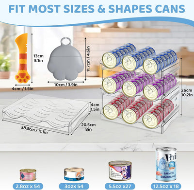 Organizador latas gato acrílico 3 capas 54 con cuchara cubierta