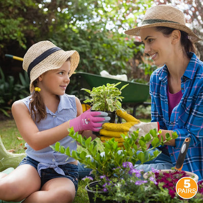 5 Pzas Guantes Jardinería Niños Revestimiento Goma